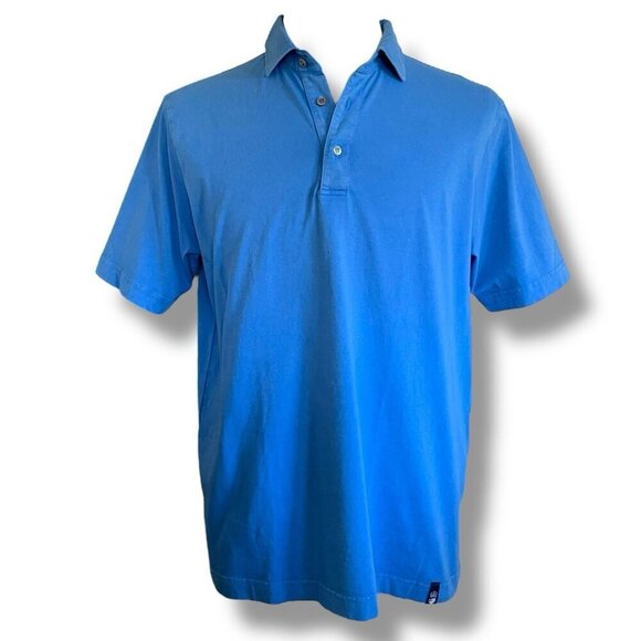 Drumohr Mens Polo Shirt XXL 2XL Blue Garment Dye Cotton Relaxed Slim Fit $130 - Picture 1 of 8